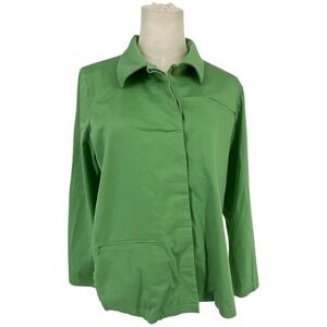 CO & Eddy Vtg Green Cotton Blend Button Long Sleeve Shirt Jacket Womens M